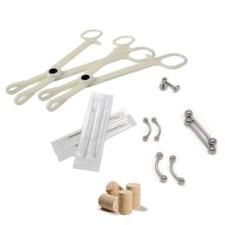 Body Piercing Kit Belly,Tongue,Nipple,Lip,Nose 14  16 Gauge Needles Wood Corks