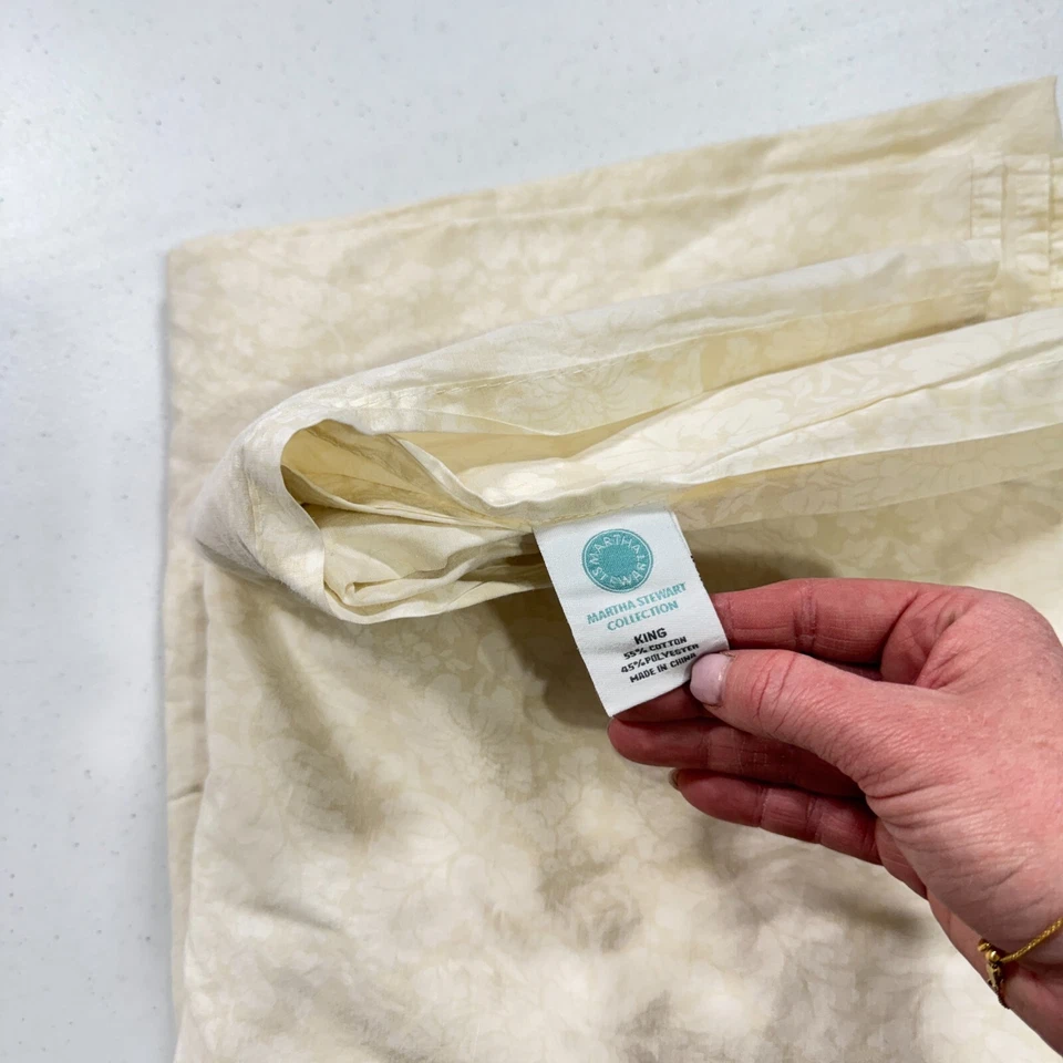 Martha Stewart King Sábana Plana Beige Floral Mezcla Algodón Tradicional Foto 3 de 4