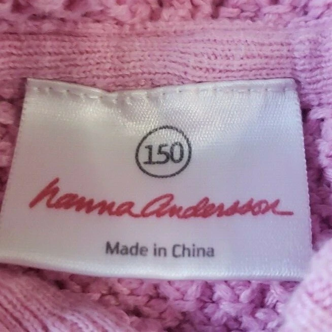 Hanna Andersson Girls Pullover Knit Hoodie Size 150cm Pink Sz 12 Cotton FLAWED - Image 4 of 4