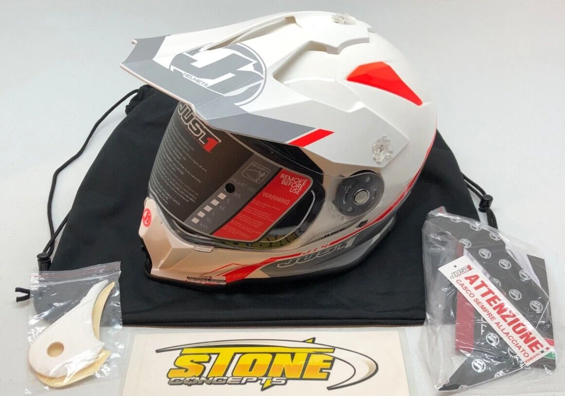 JUST1 J14 Helmet Line Silver White Gloss X Small XS Dual Sport UTV