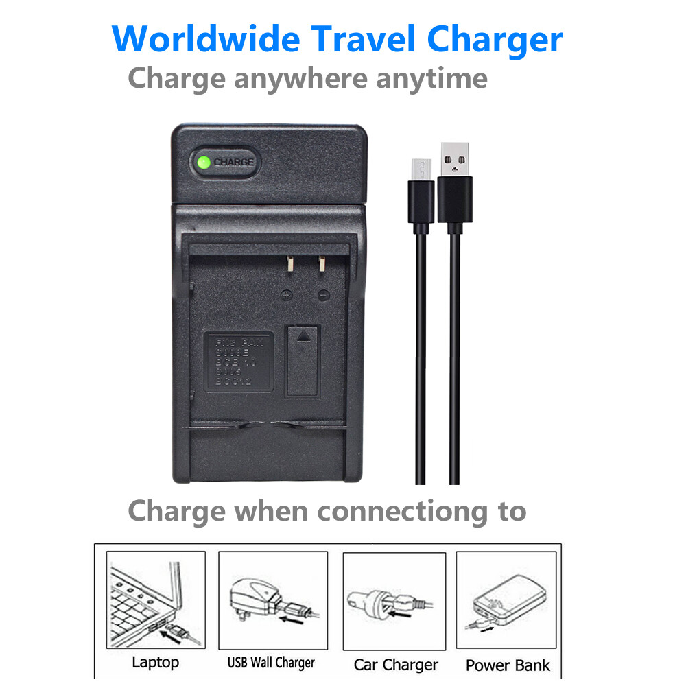 Universal Akku-Ladegerät Mit Netz- & Kfz-Adapter – Für Ricoh DB70, Leica BP-DC6, Panasonic DMW-BCE10 Uvm.