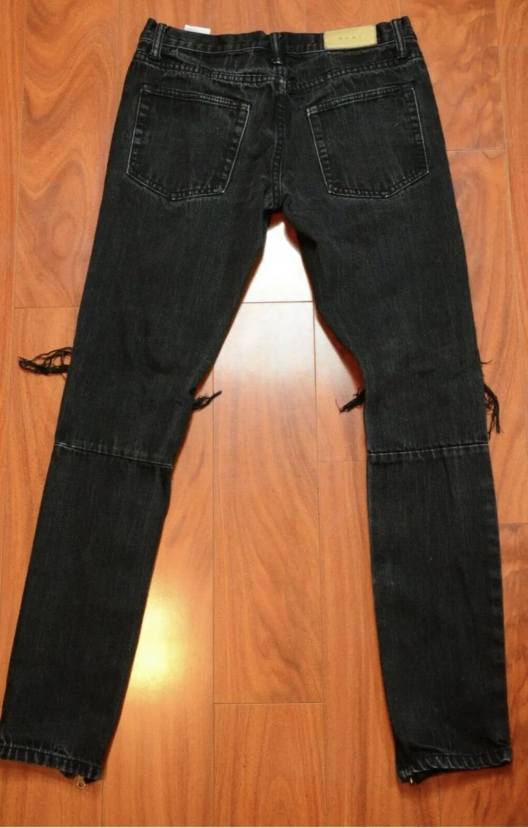 På forhånd smertefuld glemsom MNML Jeans Black Denim Skinny Distressed Destroyed Ankle Zipper Men&#039;s  30 | eBay