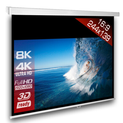 16:9 SlenderLine Beamer Rolloleinwand 244 x 177 (238x134)cm HDTV 3D 4K 108''