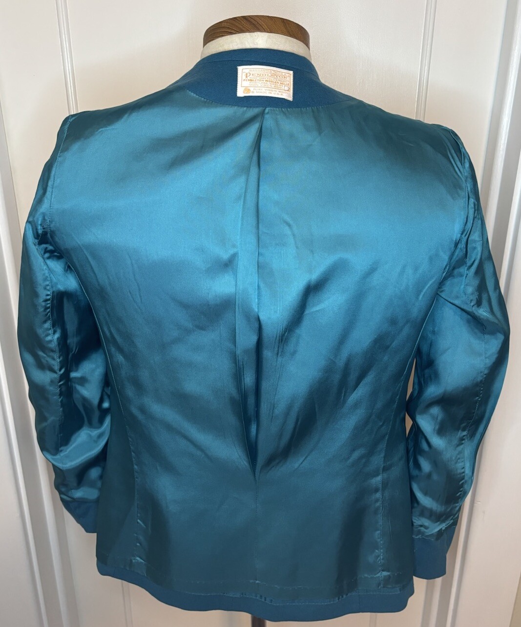 Vintage Pendleton Teal Green Solid Jacket Skirt S… - image 8