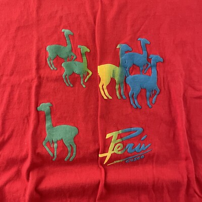 Vaname Peru Casco Camel Short Sleeve T Shirt Men's XL Red