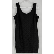 Candies Womens Black Floral Lace Sleeveless Scoop Neck Mini Shift Dress Sz XL