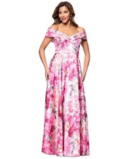 Xscape Women's Printed Off-the-Shoulder Gown - Blush Multi Size 6 NWT