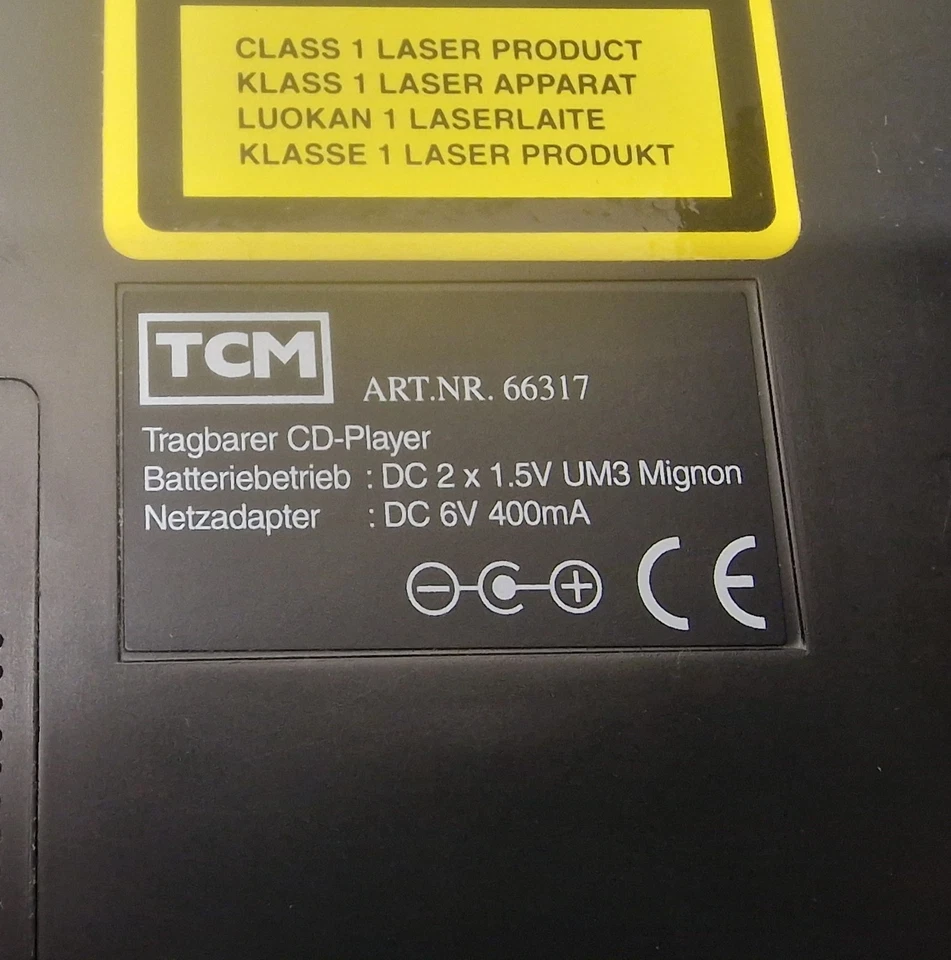 TCM Tragbarer CD Player Model 66317  Tragbarer CD Spieler Audio CD  #K-466-02 - Bild 4 von 4