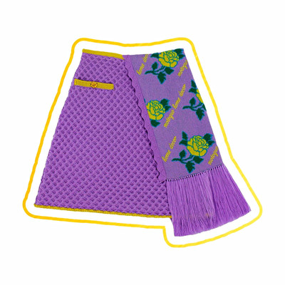 MOTOGUO Women s Purple Floral A-Line Short Mini Skirt w/ Fringe, Size S