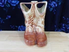 Vintage McCoy Pottery Cowboy Boots Lamp Base Planter Vase, Brown USA (A13)