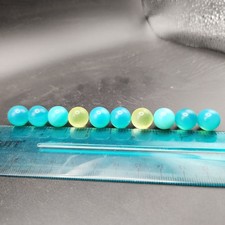 Lot Of 10 Seafoam Blue Green Uranium Glass Vaseline Glass Marbles Uv Glow