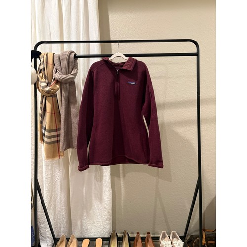 Patagonia Better Sweater Womens Large 1/4 Zip Fleece Pullover Burgundy 25528