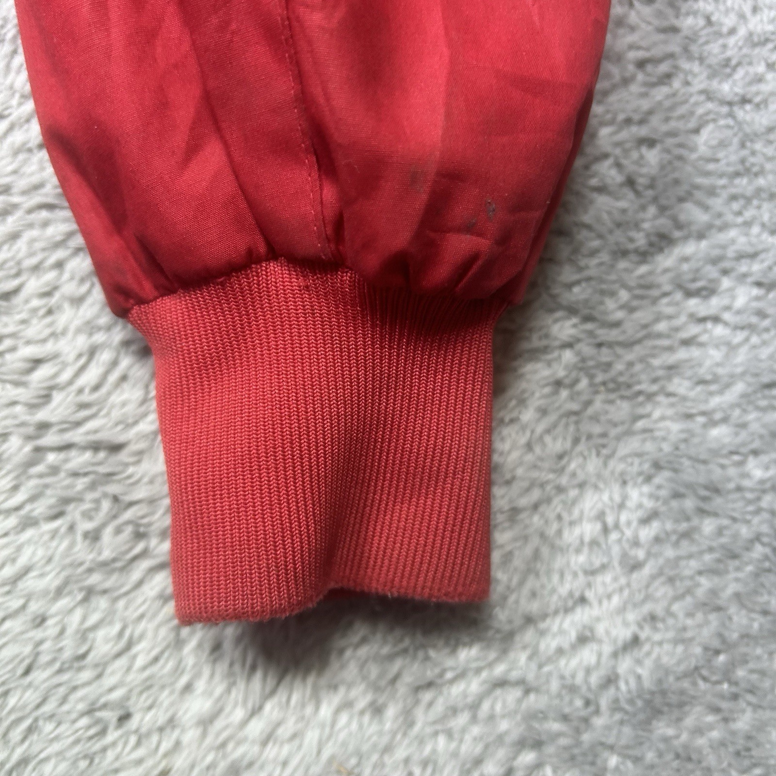 Vintage Members Only Jacket Mens 42 Red Bomber Classic Racer Jacket 80s *SPOTS