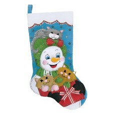 Design Works Felt Stocking Applique Kit 18" Long Cat Crazy