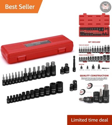 Versatile 32-Piece Torx Socket Set with 14 Star Bits & Female E-Torx Sockets