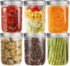 Jars with Metal Airtight Lids and Bands and Measurement Marks, for Canning