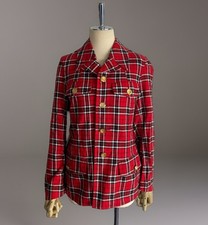 COMME des GARCONS women s Red Check Milittaly Jacket AD2005 Made in Japan