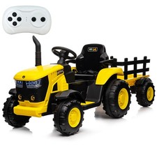 12V Kids Electric Battery Powered Ride On Tractor Toy w/ Trailer Remote 2 Motors