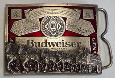 Vintage Budweiser Clydesdales Belt Buckle Markatron Anheuser Busch Beer T-169