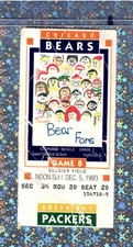 Brett Favre 402y2TD Sterling Sharpe 114yTD 12-5-1993 Ticket Bears Packers Clayto