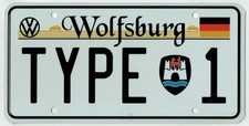 Wolfsburg Vw Volkswagen Type 1 Bug California Vintage License Plate No Frame