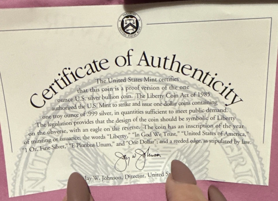 Lingotes American Silver Eagle 2001-W prueba $1 como nuevos en Estados Unidos OGP y certificado de autenticidad Foto 2 de 4