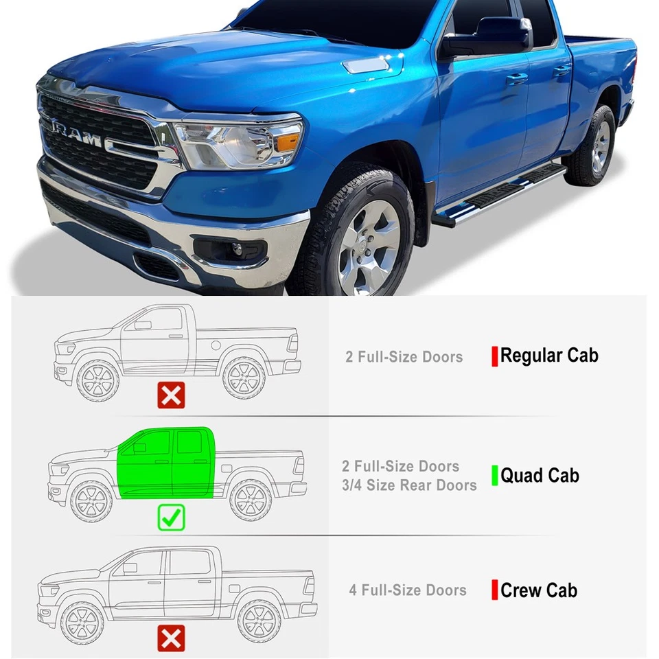 estriberas APS cromadas estilo OE para Dodge Ram 1500 19-24 cabina y media Foto 2 de 4