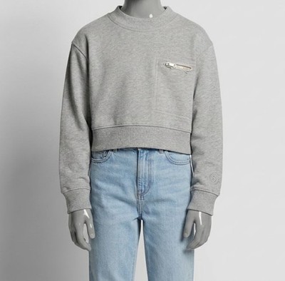 MM6 Maison Margiela Kids Girl's Gray Distressed Zip Sweatshirt Sweater Size 10