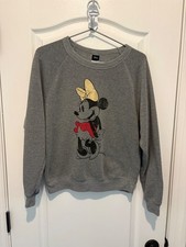 Disney Women's Minnie Mouse Sweatshirt Crew Neck Size M Gray