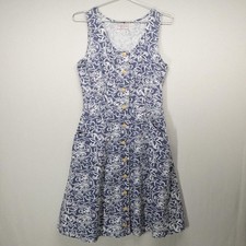 Vintage Guess Dress 7 Blue Floral Button Sundress 90s Y2K Made in USA Pockets