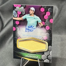 🔥HUBERT HURKACZ  6/15🔥2024 TOPPS GRAPHITE PINK REFRACTOR AUTOGRAPH RELIC