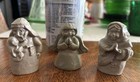 Vtg 3 Abbey Press Grey THUMB PRINT Joseph w Jesus, Mary Angel Nativity Figurines — photo 1