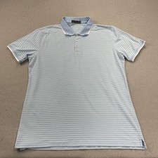 G Fore Polo Shirt Mens Large Blue Striped Golf Performance Perforated Stretch