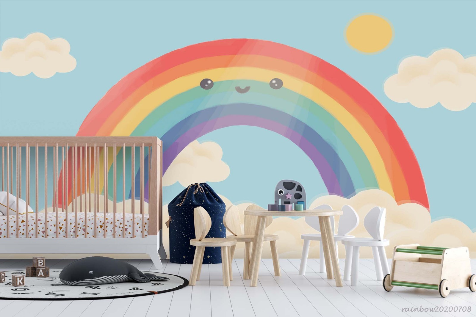 3D Rainbow Clouds Illustration Wall Murals Wallpaper Murals Wall Sticker 2