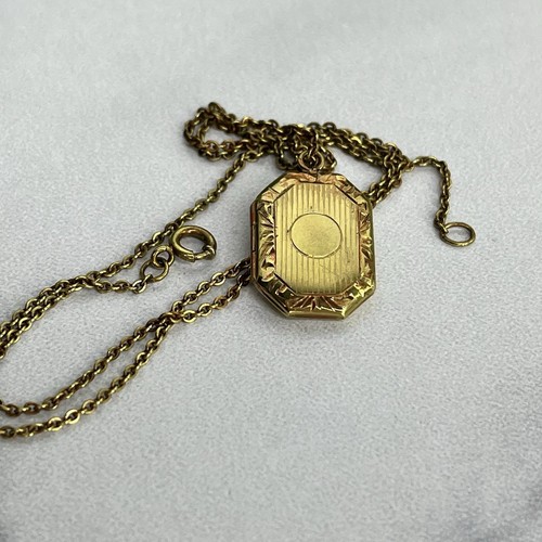 Vintage 14K Yellow Gold Etched Locket Necklace Childs Small 12.75” Monogram - Picture 13 of 13