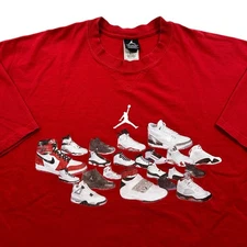 Vintage y2k Nike Air Jordan Jumpman Retro Shoes Graphic Shirt Size 2XL Red White
