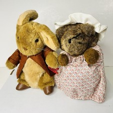 Vintage Eden Toys 11 Plush Mrs Tiggy-Winkle Hedgehog Benjamin Bunny Lot x 2