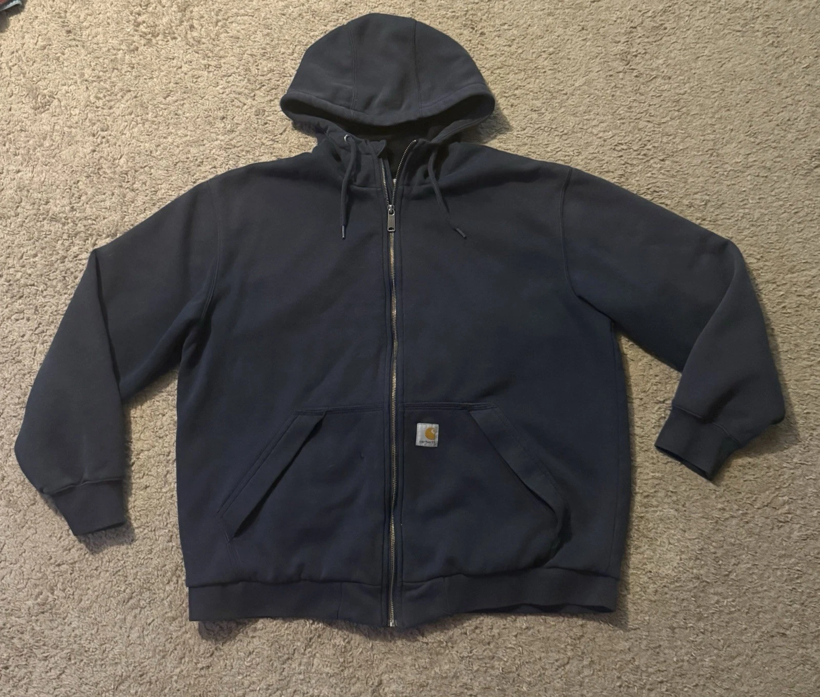Vintage Carhartt Rain Defender Hoodie Men Large Blue Paxton Thermal Lined Zip