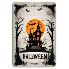 Halloween Metal Sign Aluminum Gothic Haunted House Vertical Rectangle