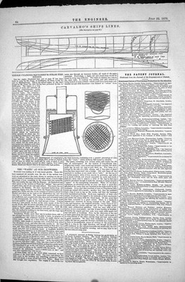 Alter Druck Carvalho Schiffslinien 1870 Diskantzylinder Eisenhütte Gleichgewicht 19.