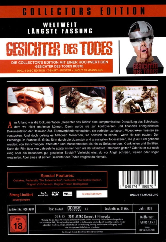 GESICHTER DES TODES + BÜSTE Figur FACES OF DEATH 2 BLU-RAY Limited Edition NEU - Bild 3 von 3