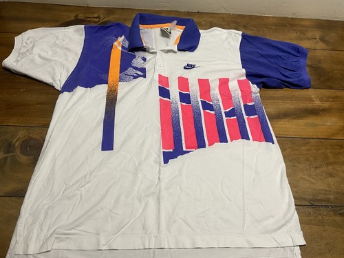Vintage Nike Challenge Court Shirt Mens XL Polo Graphic 90s Federer Agase Tennis - Picture 2 of 12