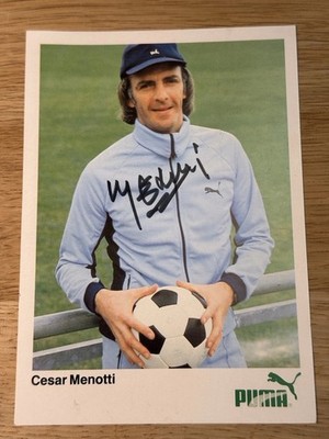 Original Autogrammkarte von César Menotti mit Original-Unterschrift