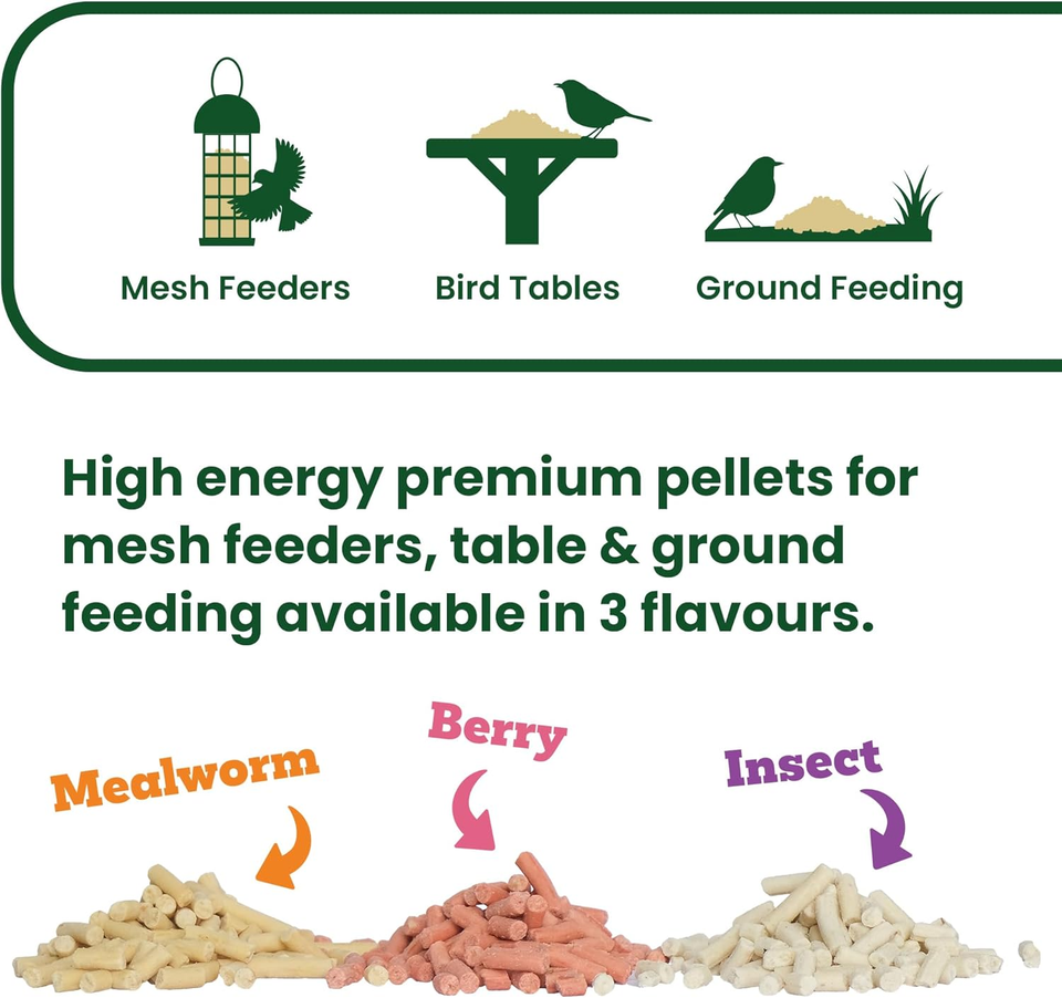Insect Suet Pellets Tub 3Kg - High Energy Wild Bird Food, Protein & Fat ...