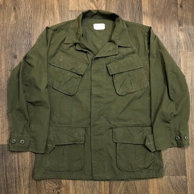 Vietnam Era 60s US Army USGI OG-107 OD Green Ripstop Jungle Fatigue Shirt SM-ST