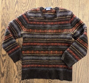 Ralph Lauren Sport Girls Fair Isle Sweater Small Fair Isle Pullover Beaded Crew