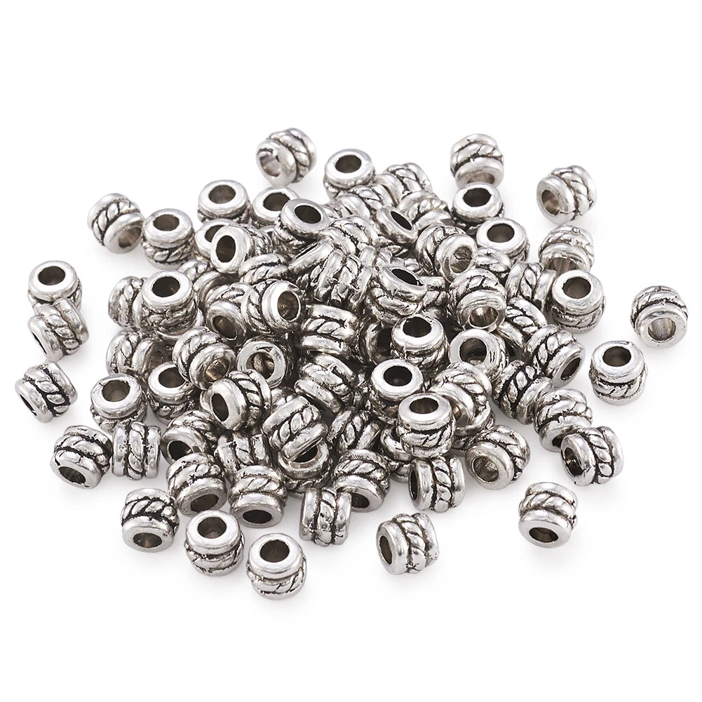 100pc Tibetan Silver Alloy Bead Spacers Nickel Free Mini Column Metal Bead  4x5mm