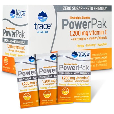 Trace Minerals | Power Pak Sugar Free Electrolyte Powder Packets | 1200 mg Vi...