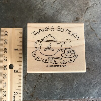 Stampin' Up! Rubber Stamps 1996 NICE & EASY NOTES THANKS SO MUCH TEA POT EUC