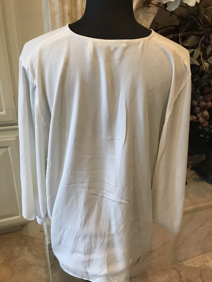 Blusa Helmut Lang marfil de seda de gran tamaño (S) Foto 4 de 4